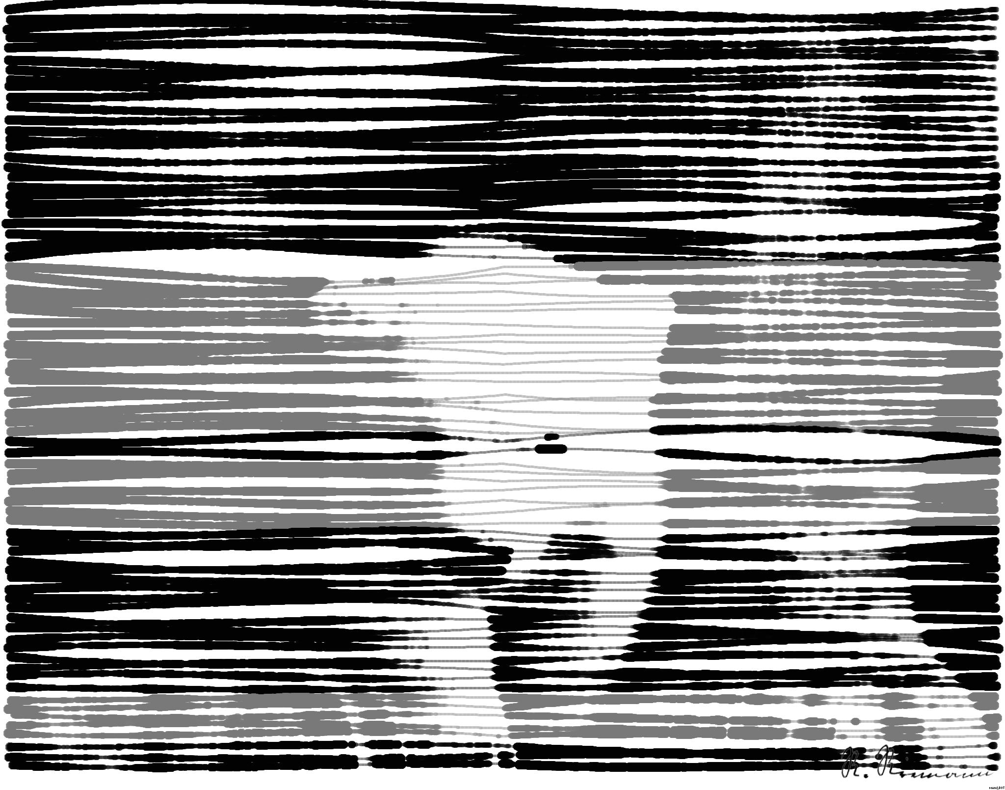 Drawn by bot 9dowJXXzWiedFDxtYfCo46; art-linewidth; Black and white portrait of a polar bear cub sheltered between its mother's paws. AI Art