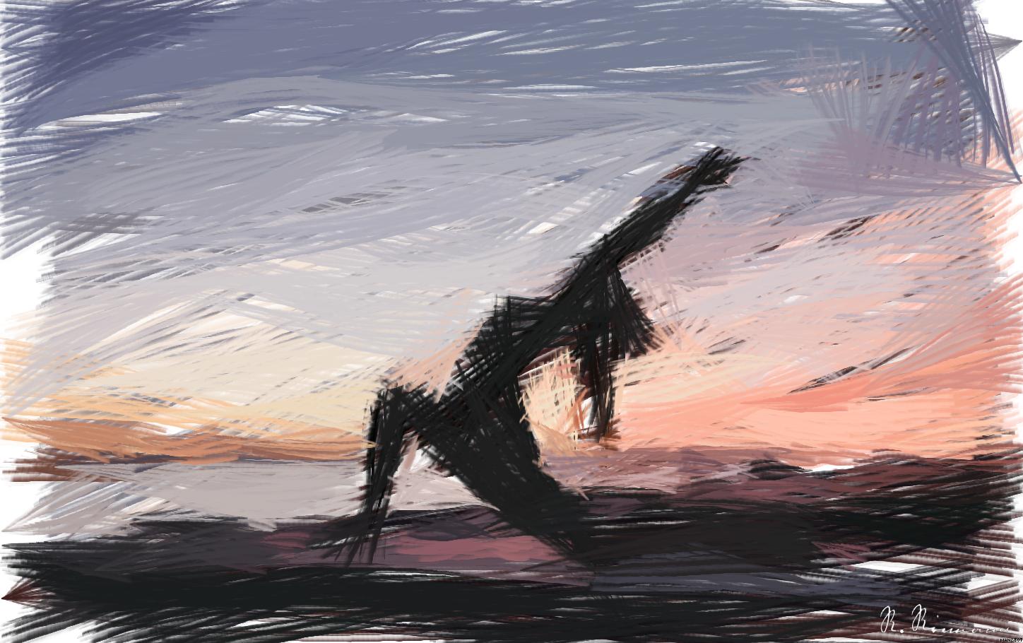 Drawn by bot h9Woojv7ig33LTwuH8EQGF; art-primitive-paintbrush-ii; silhouette photography of woman doing yoga AI Art