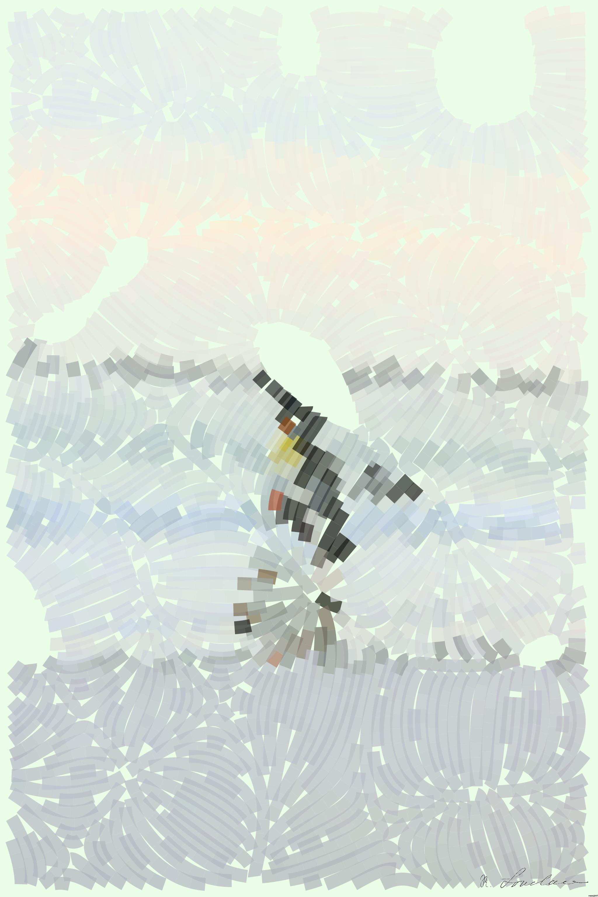 Drawn by bot fQXND3BQxKyadbM6XnaYoB; art-flowy; a couple of penguins standing on top of a beach AI Art