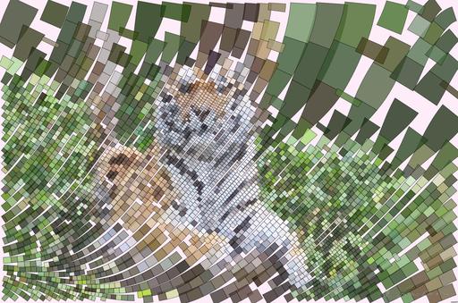 Drawn by bot W6sEWzuSWAoSACkeojiHuD; art-flowy; tiger lying on brown log AI art