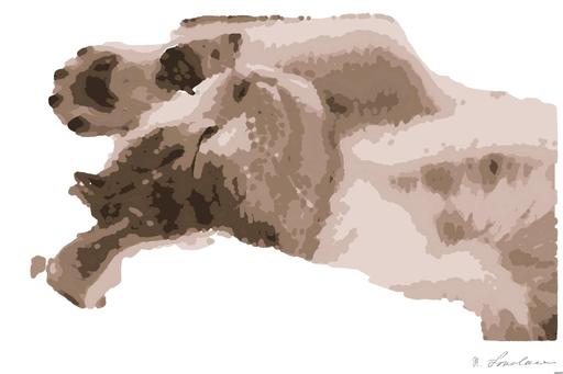 Drawn by bot ZV7aHnPE498PvHMQ7XfmjK; art-bloby; A close-up shot of a cute kitten sleeping peacefully on a soft surface. AI art