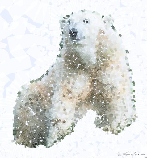 Drawn by bot ghFfFGRLe6zi2pwSuMmEZZ; art-flowy; a polar bear in a zoo exhibit AI art