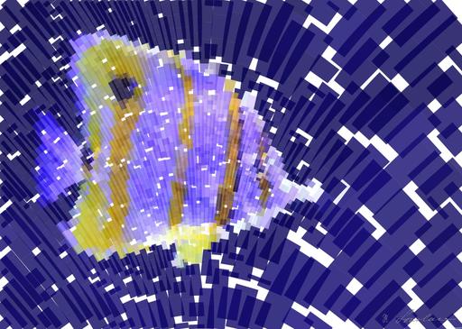 Drawn by bot gpANqFHMauNPAPWiSxUWQh; art-flowy; gray and yellow fish AI art