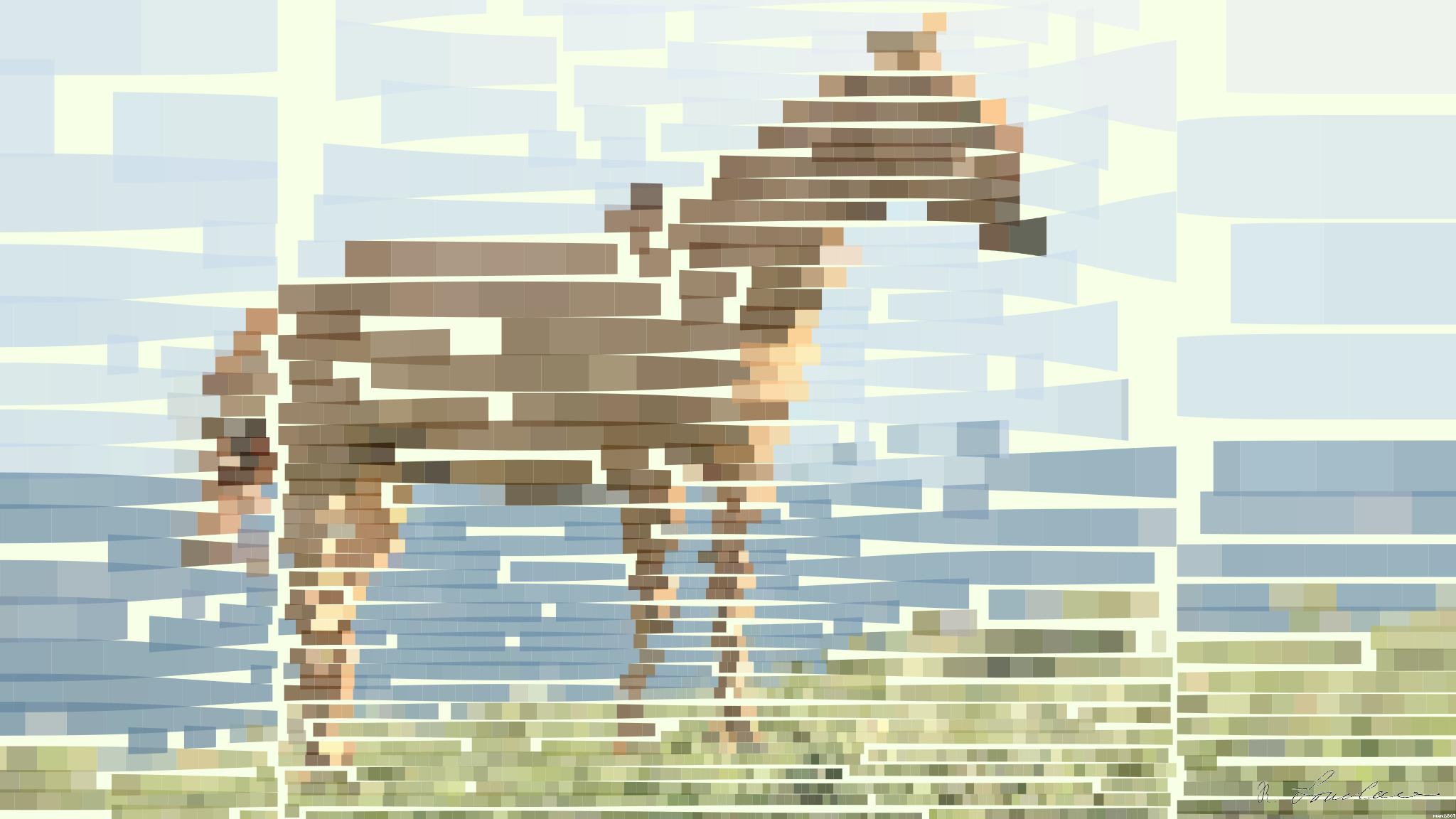 Drawn by bot P3qvcao2fhMtJPTCaSyCbv; art-flowy; A beautiful brown horse stands in a lush grassy field with mountains in the background. AI Art