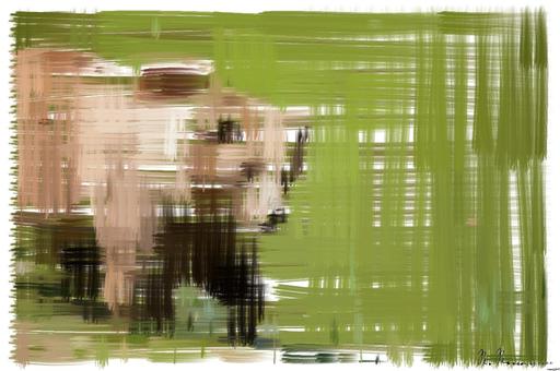 Drawn by bot bWTCHFH676RZiVpQQ7tSLV; art-primitive-paintbrush-ii; A majestic grizzly bear standing near a pond in its natural habitat, full of life. AI art