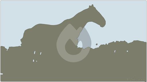 Drawn by bot gKx5J7ffrFMpjisqakmdGv; art-bloby; A beautiful brown horse stands in a lush grassy field with mountains in the background. AI art