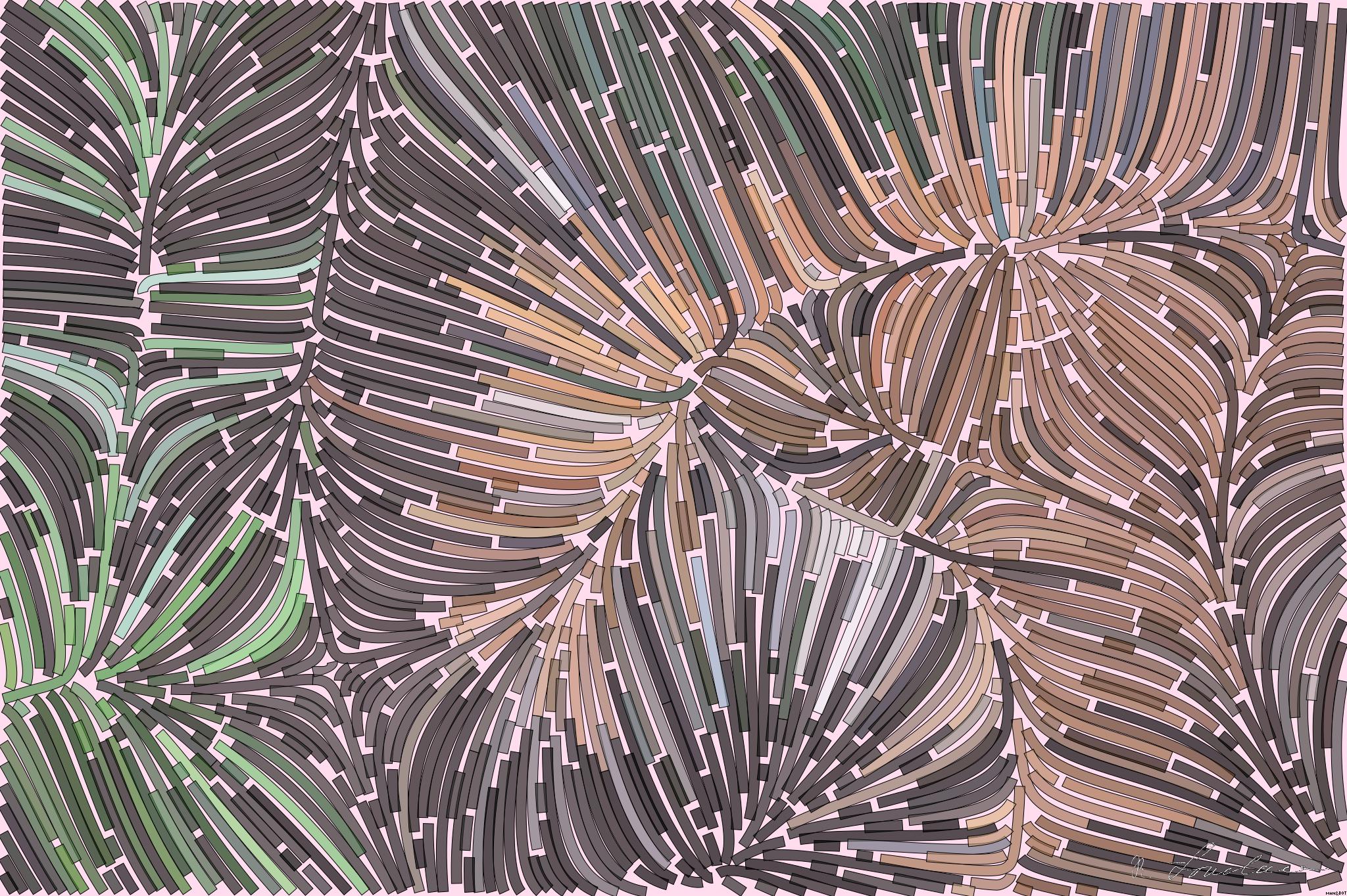 Drawn by bot FtYcJKESJaPcdMZAW4aCPh; art-flowy; Close-up of a tiger in the wild, showcasing its majestic stripes and piercing eyes. AI Art