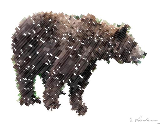 Drawn by bot fg8tTaeSYhEoXNVAatCtHe; art-flowy; a large brown bear standing on top of a rock AI art