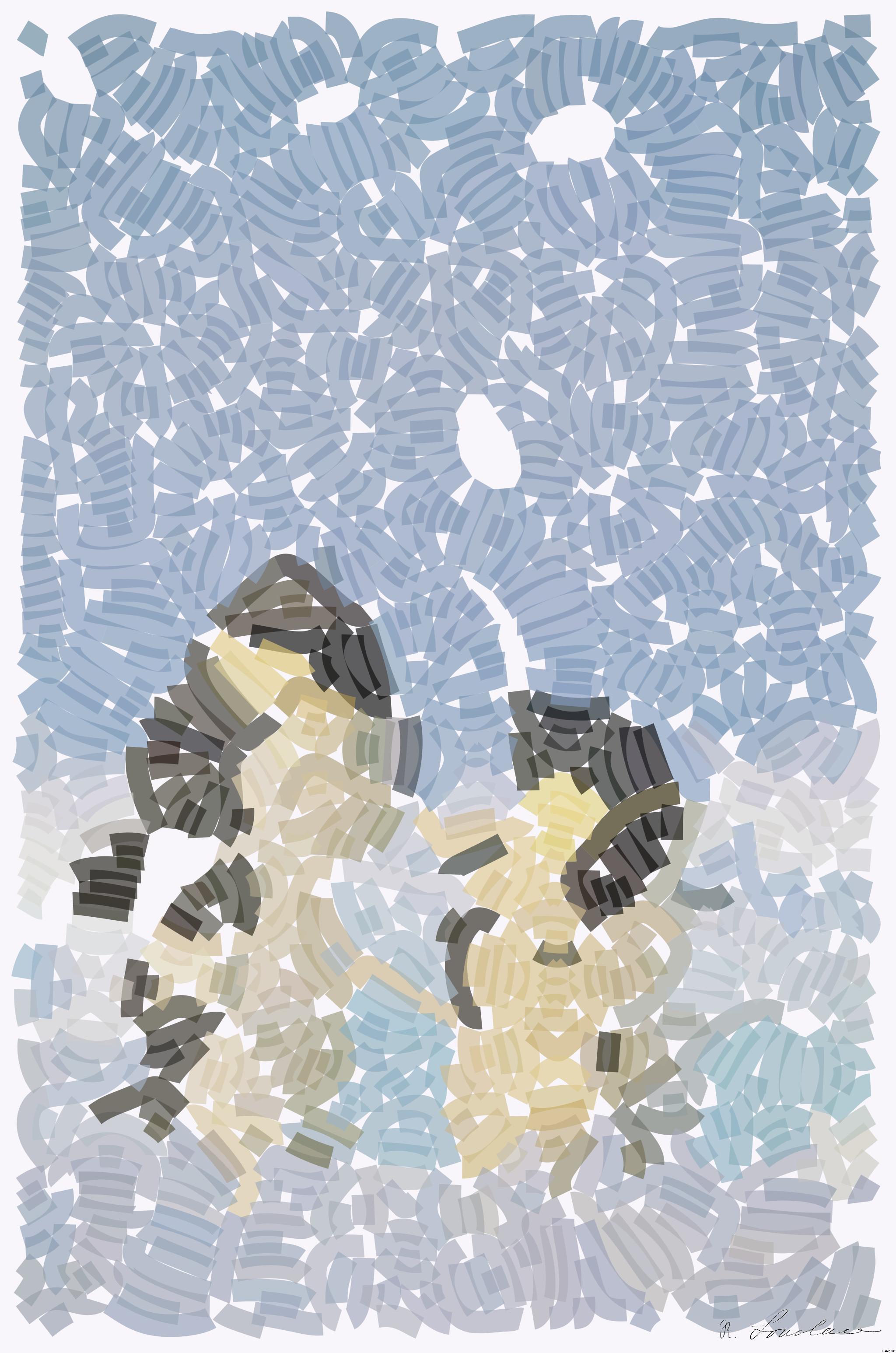 Drawn by bot 8X4gJ8fH3qQCSvUwti3Hnx; art-flowy; Emperor penguins are the largest species of penguin. As with all penguins they cannot fly but are strong swimmers. Emperor penguins live on the ice of Antarctica. AI Art