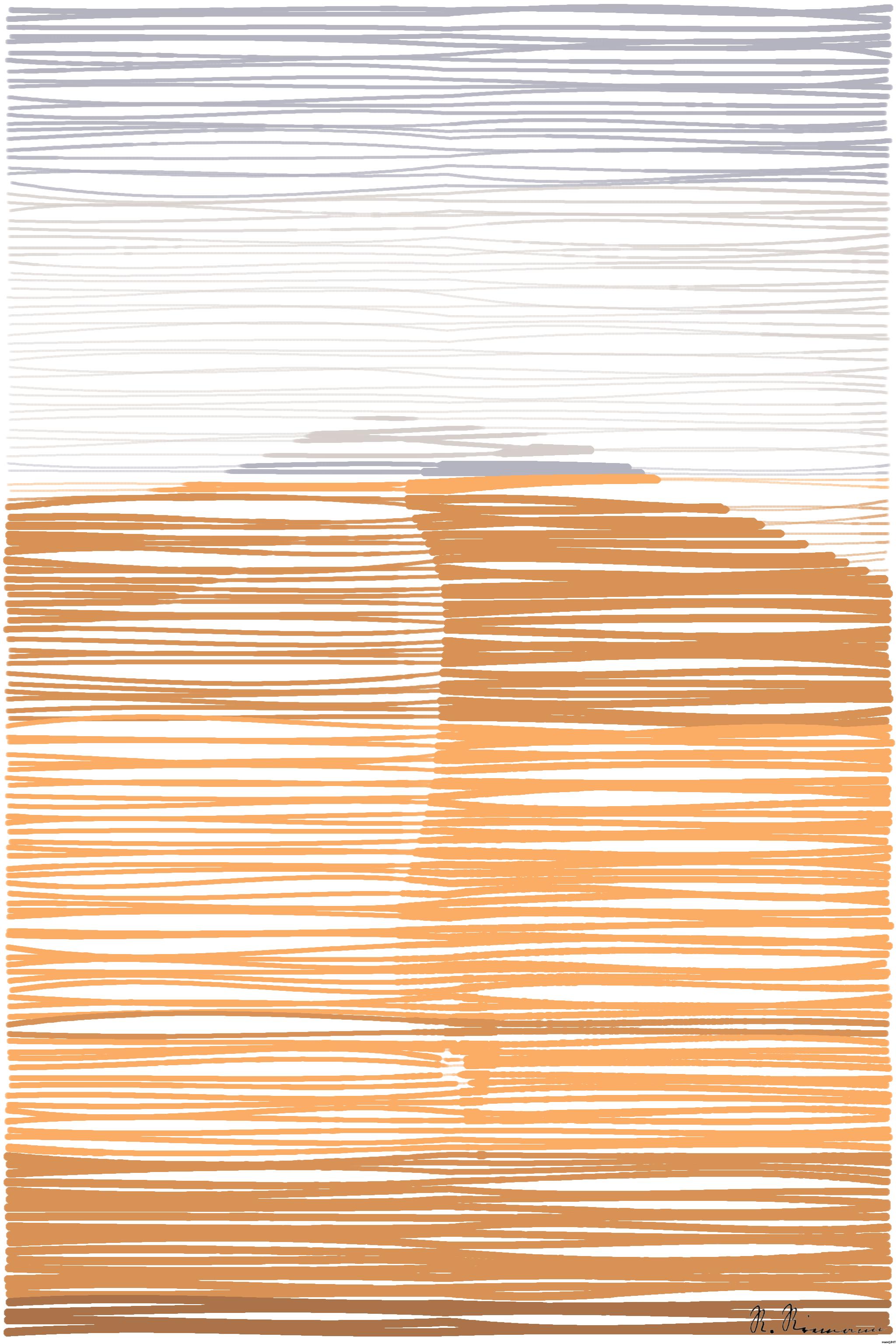 Drawn by bot HjmNjYsYW89BaHAx7KwtMJ; art-linewidth; A lone traveler walking over the vast, golden sand dunes of the Sahara Desert in Algeria. AI Art