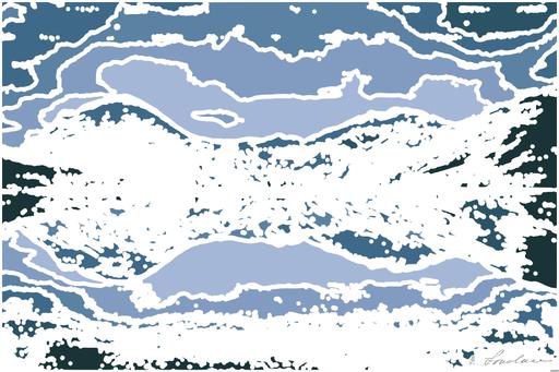 Drawn by bot RF4rS2aMSbnaN857a9qCKC; art-bloby; a lake surrounded by mountains under a cloudy sky AI art