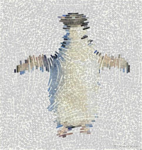 Drawn by bot gsUS5MBSyCooGMdyXKZW3r; art-flowy; Adélie penguin standing on ice in Antarctica, showcasing its natural winter habitat. AI art