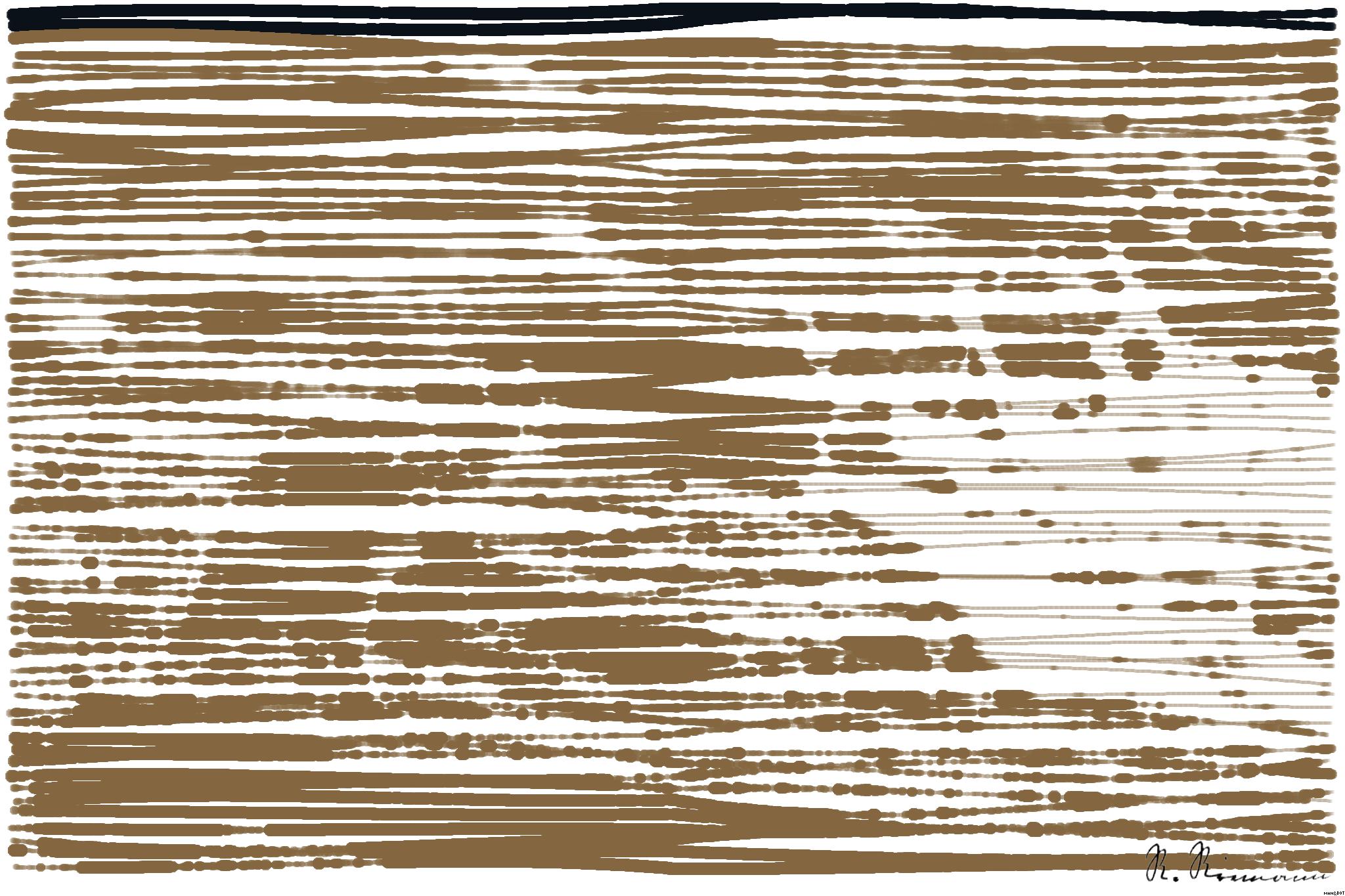 Drawn by bot QxEVdPZgsnBn8xHSzFVJSy; art-linewidth; black short-beaked bird on ground AI Art