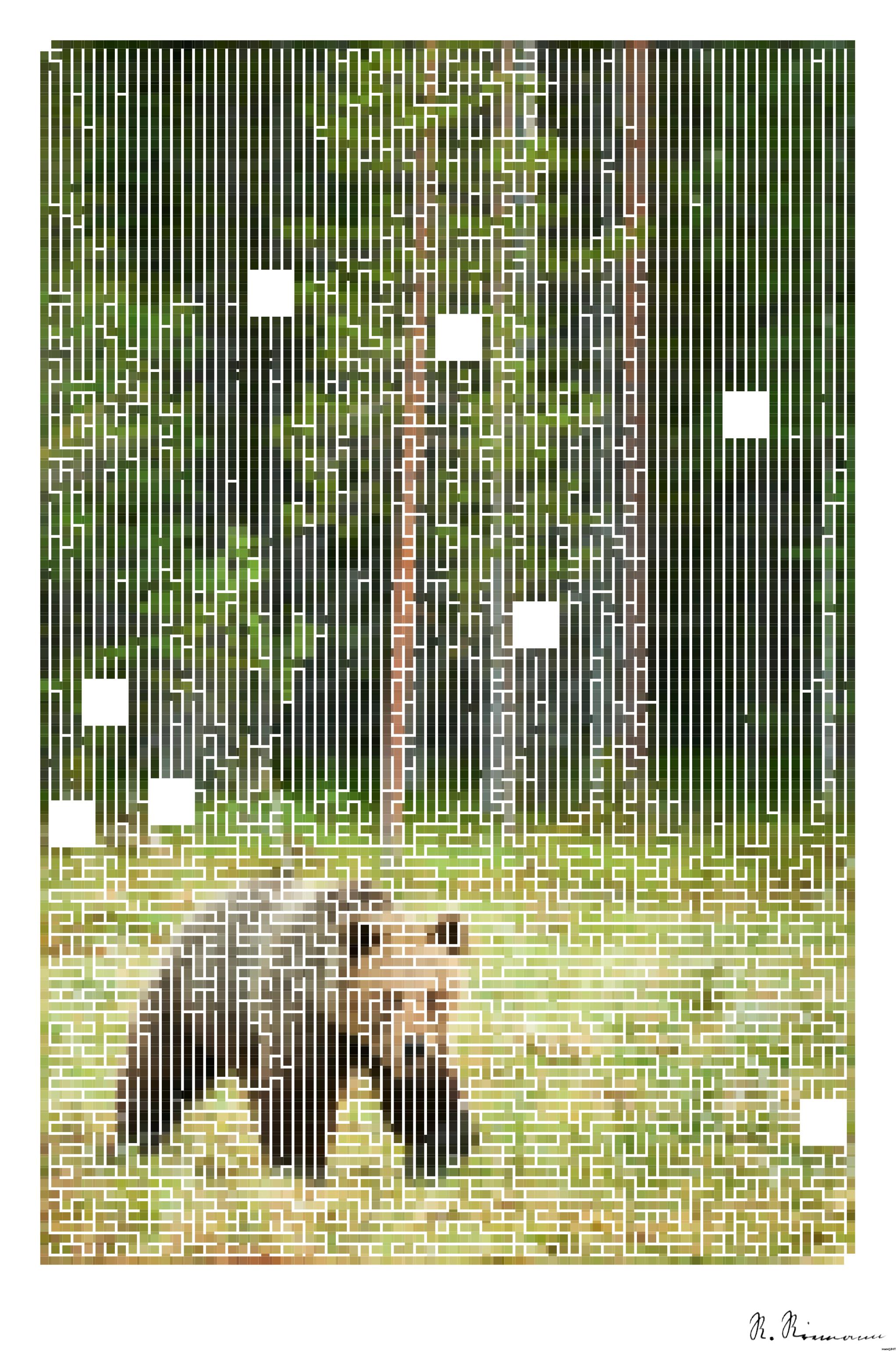 Drawn by bot YmoSsx4T6htVtXJ5cCoE8Z; art-amaze; Wild brown bear walking in the green finnish taiga AI Art