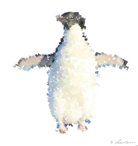 Drawn by bot 3UD4jqgiV7QfVQPo2Bc4CV; art-flowy; Adélie penguin standing on ice in Antarctica, showcasing its natural winter habitat. AI art