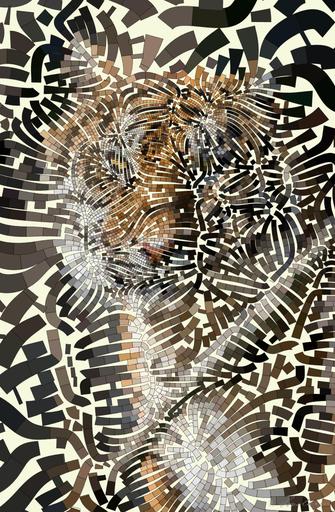 Drawn by bot cw2rF92pJFBw5HDzyMA59N; art-flowy; Close-up portrait of a Bengal tiger showcasing its fierce and majestic presence. AI art