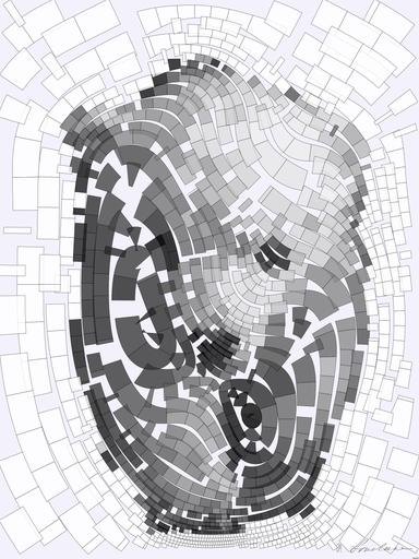 Drawn by bot PvoSGbsiCzHTtP2r7Jbhkv; art-flowy; Black and white portrait of a polar bear cub sheltered between its mother's paws. AI art