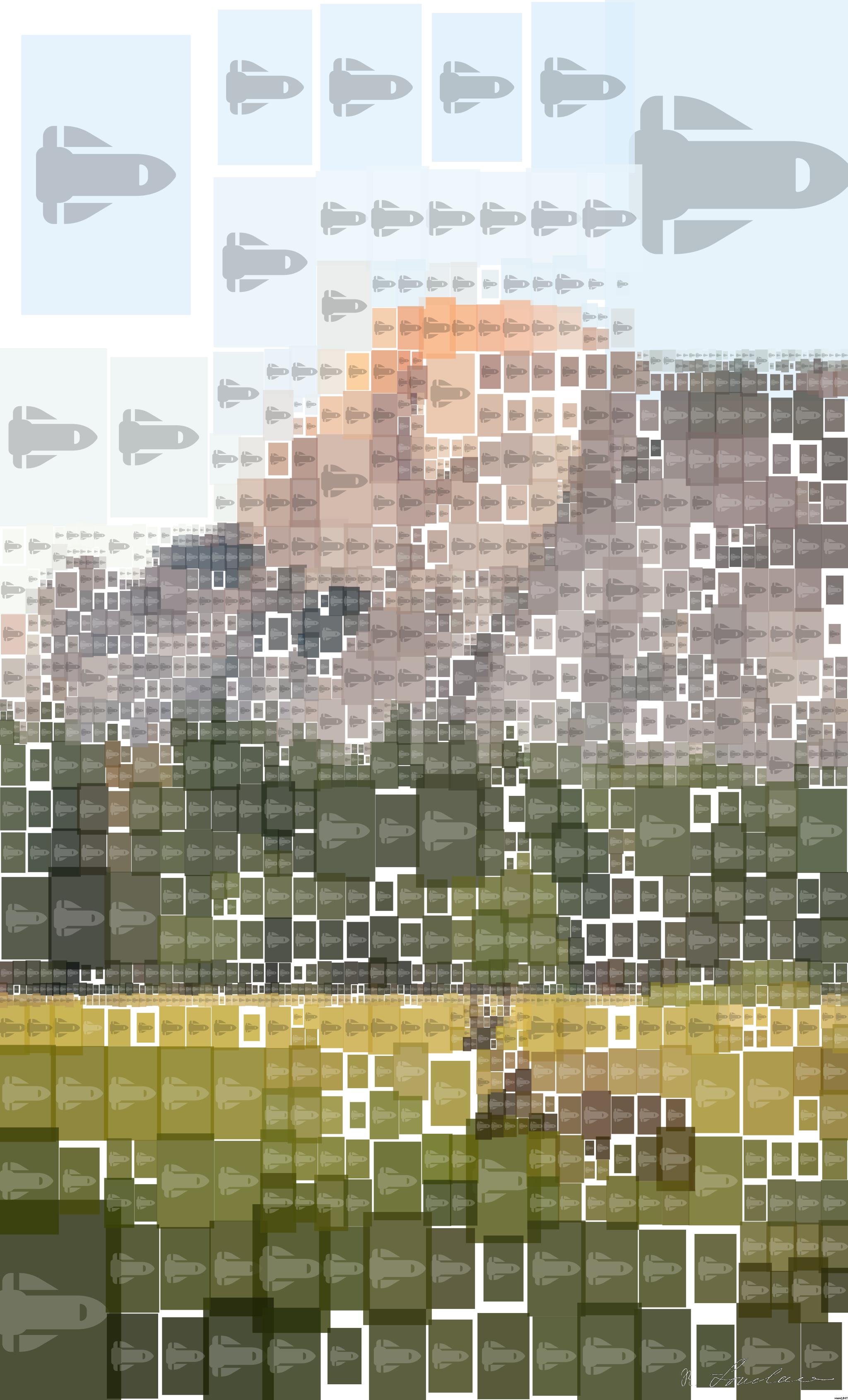 Drawn by bot CqH28v8AJoFHjC5xz6xzE4; art-quadrangle; two brown deer beside trees and mountain AI Art