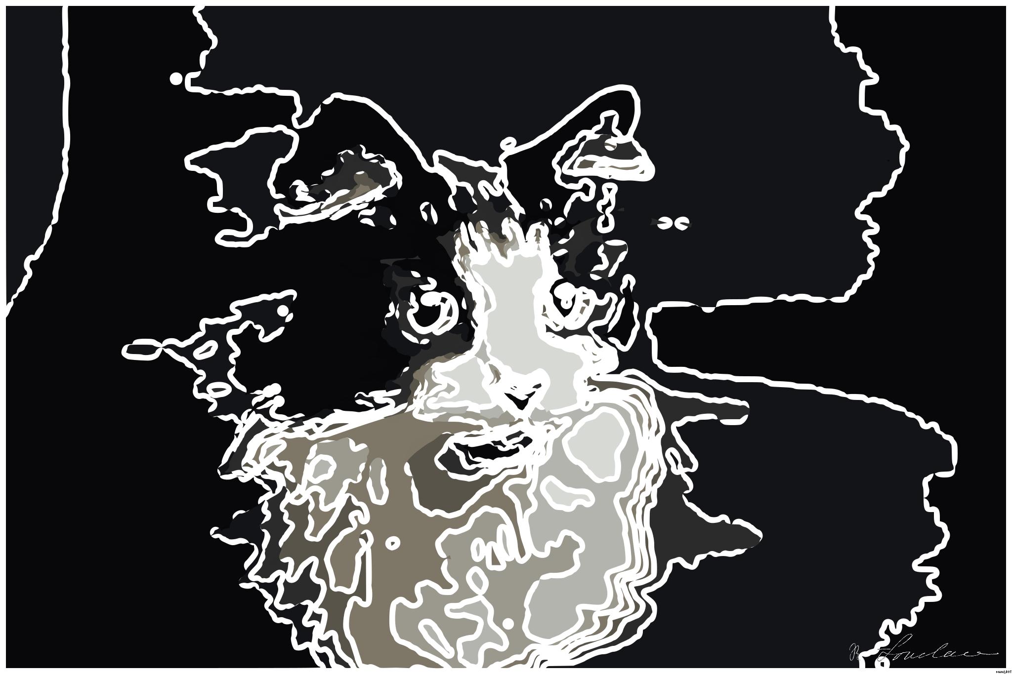 Drawn by bot VALBPm2URATN9HR67HCSos; art-bloby; shallow focus photography of tuxedo cat AI Art