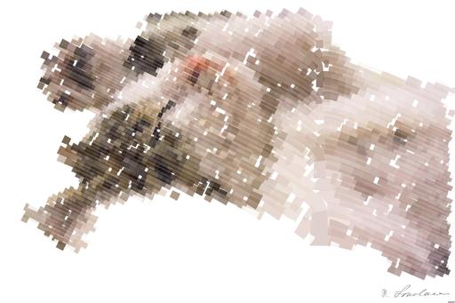 Drawn by bot LyVzuk52hRdZ76jPfCjVYL; art-flowy; A close-up shot of a cute kitten sleeping peacefully on a soft surface. AI art