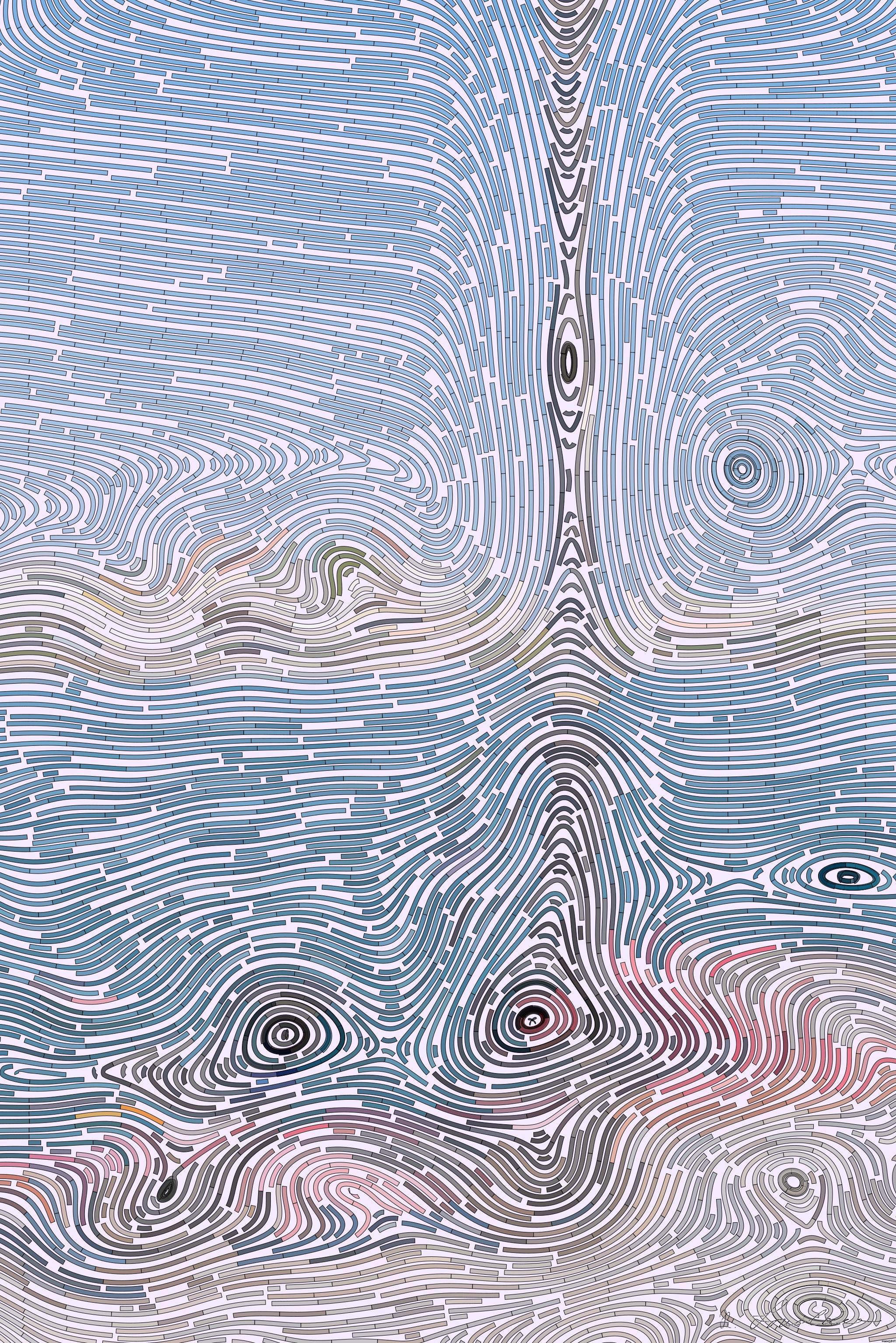 Drawn by bot Rg8mcr3mnLfLzvjzWruGcj; art-flowy; A colorful scooter parked by a scenic seaside promenade under a clear blue sky. AI Art