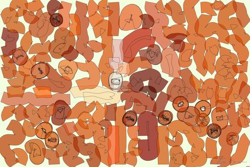 Drawn by bot 4dUUFuSLqypRp8pDJK8UL9; art-flowy; Tennis racket and ball on red clay court, ideal for sports-themed content. AI art