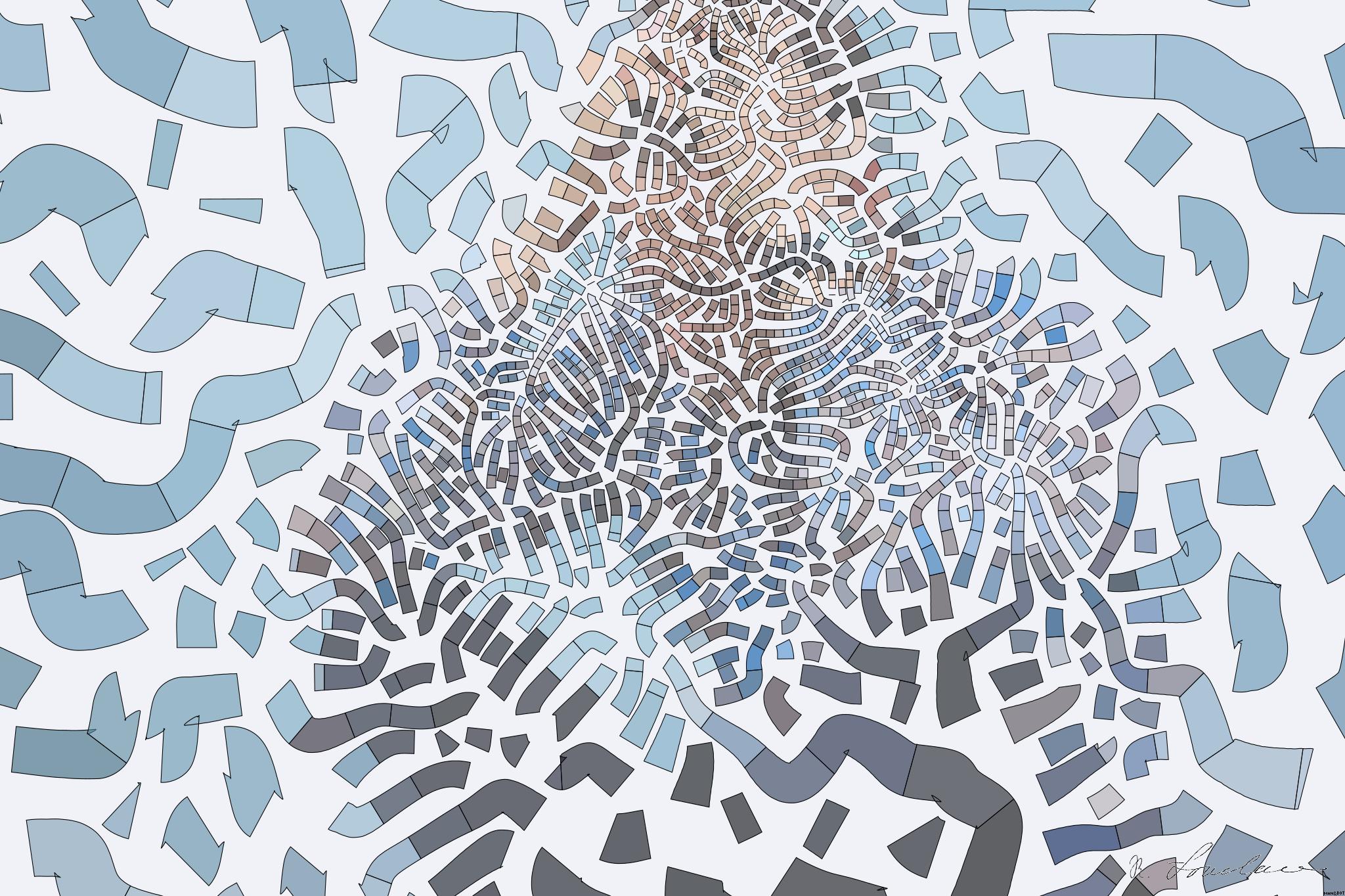 Drawn by bot cSMdNckqtjMAHKYqB32dLL; art-flowy; A man in a plaid shirt sits by the water looking distressed, symbolizing stress. AI Art