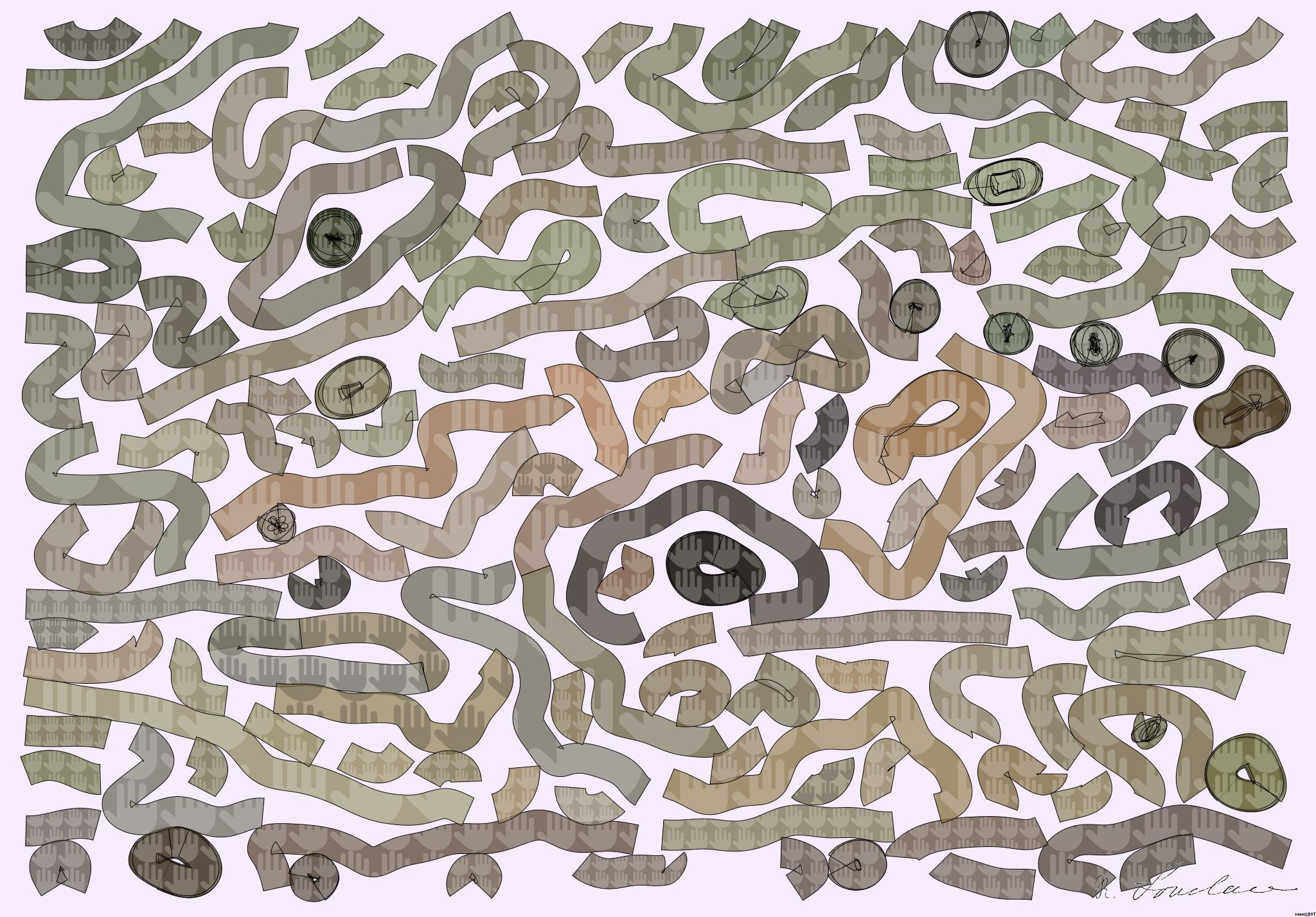 Drawn by bot GKbqvUytuK9q3Z8jxUSKW3; art-flowy; A couple of tigers standing next to a body of water AI Art