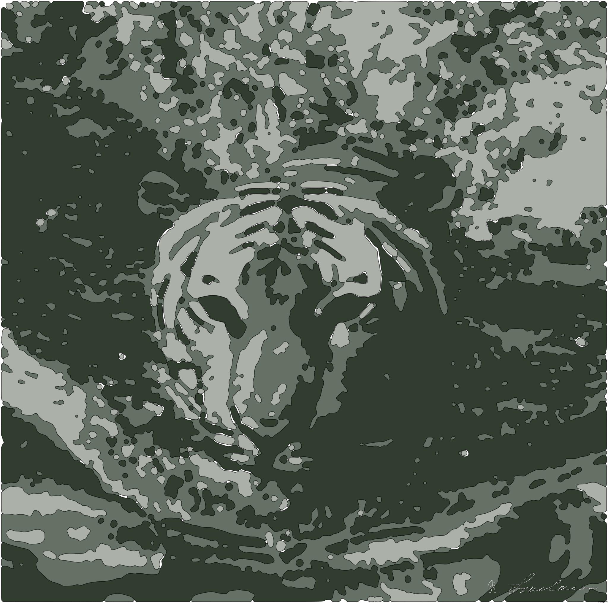 Drawn from photo on Unsplash: a tiger swimming in a body of water AI Art