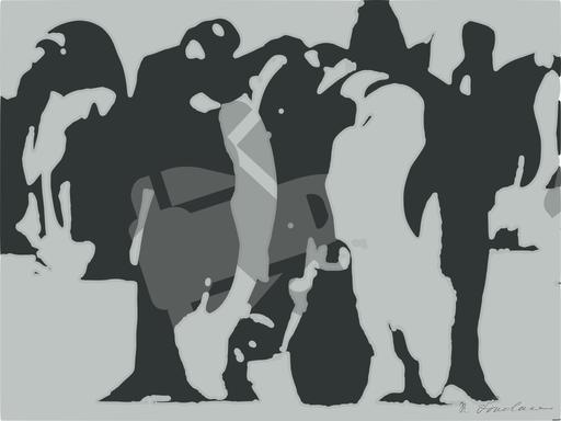 Drawn by bot g3MAsgnjK5eQ3UZsevFrtp; art-bloby; A group of emperor penguins with their chicks on a snowy landscape showcasing family bonding in the wild. AI art