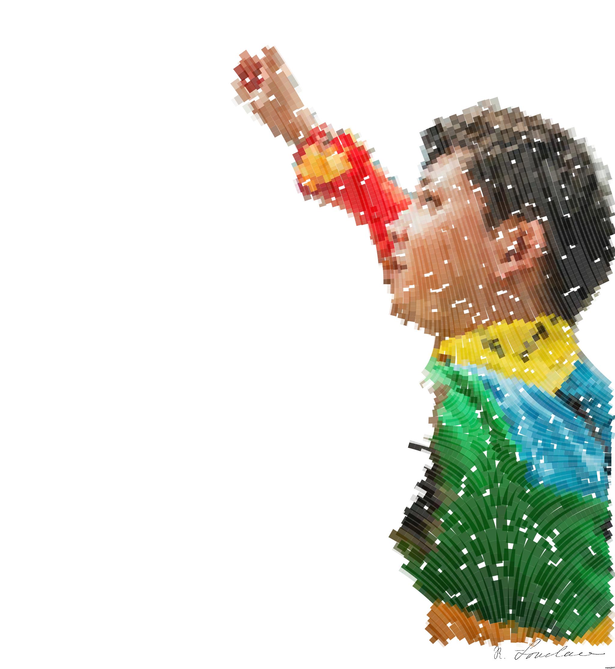 Drawn by bot HCTHAS2C5ciR7MWQd2bBpJ; art-flowy; a group of people standing on a street holding flags AI Art