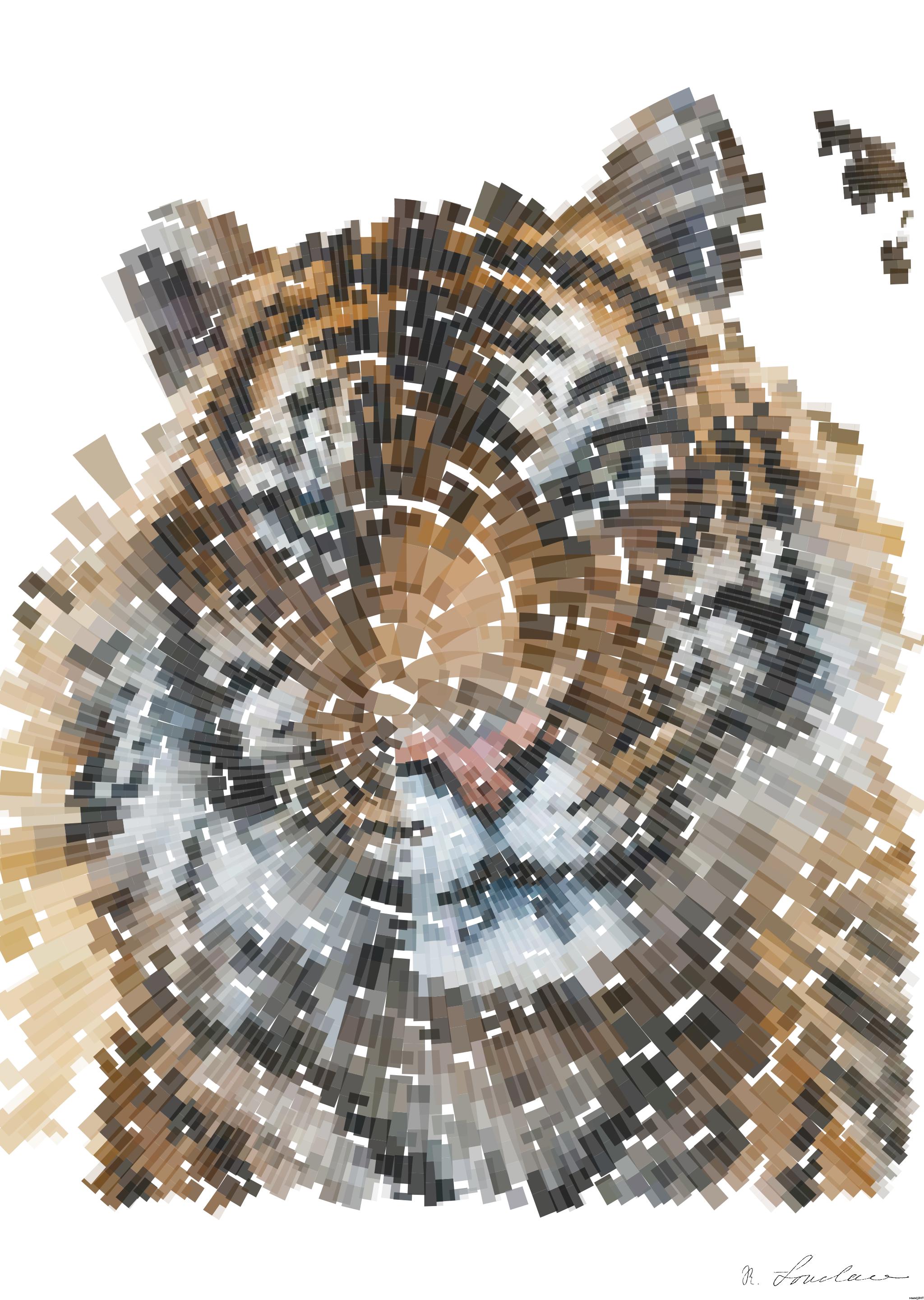 Drawn by bot 2KaayELPFeXVZKPuYjEt6q; art-flowy; photo of tiger's face AI Art