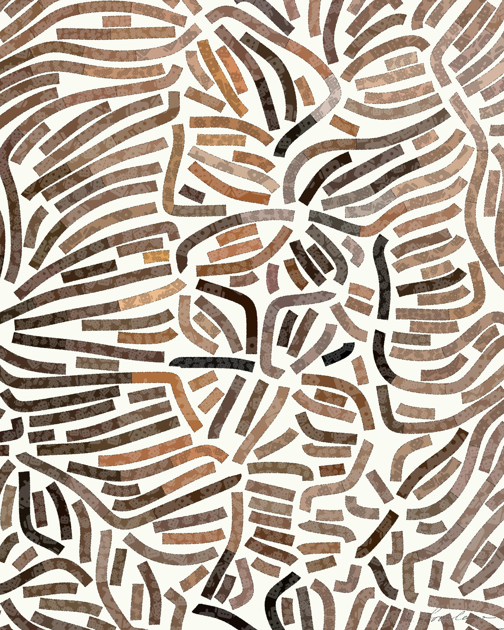 Drawn by bot KrTxfokdiafZpDn9aioatR; art-flowy; brown and black tiger on brown grass AI Art