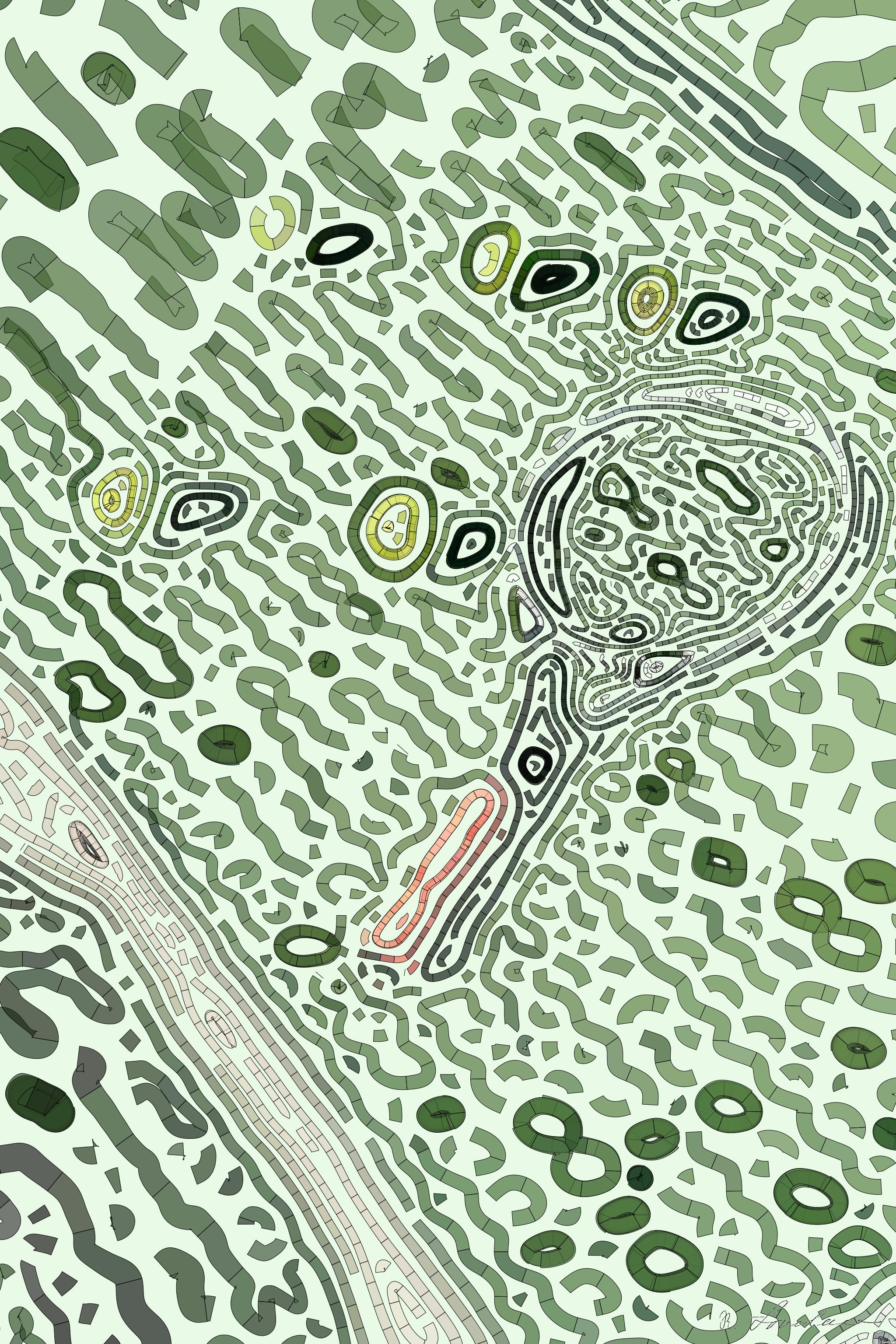 Drawn by bot BNDXQCsC7SVMZeygAaen6y; art-flowy; a tennis racket and balls on a tennis court AI Art