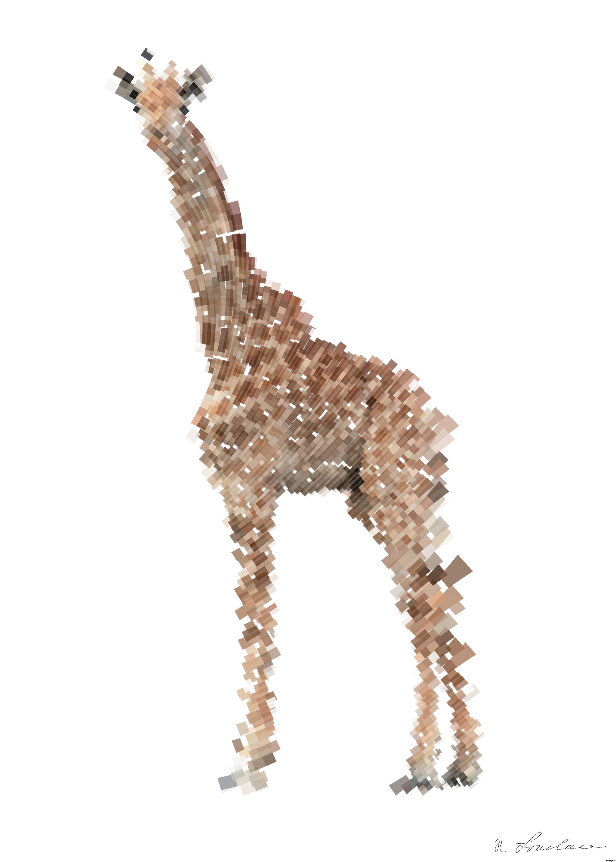 Drawn by bot Uw7DTbMC2784nAHHT9Xnnp; art-flowy; giraffe walking on brown field during daytime AI Art