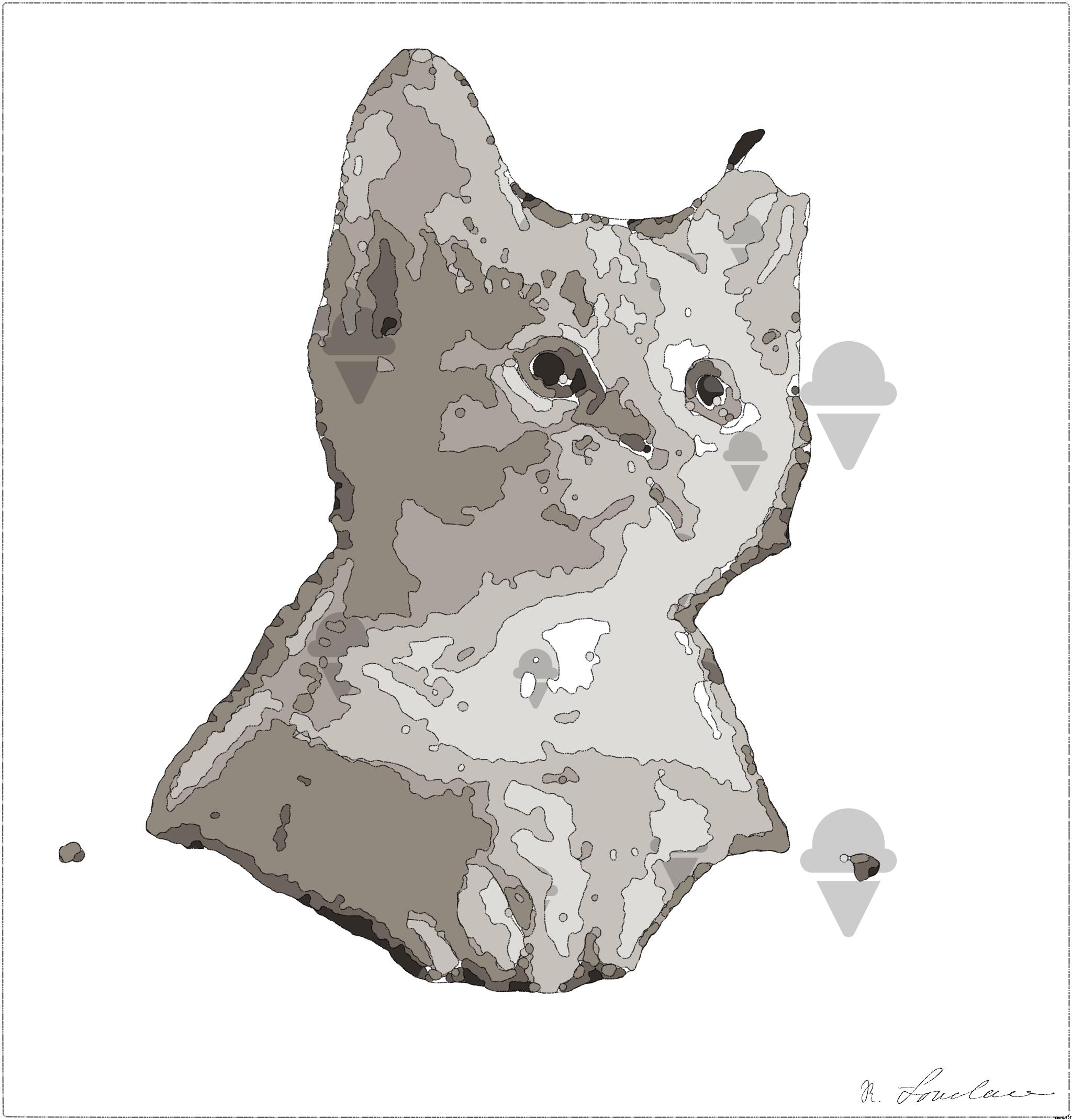 Drawn by bot iCxofha6bFJicUU4B3VHxP; art-bloby; Close-up portrait of an adorable cream-colored kitten with blue eyes resting indoors. AI Art