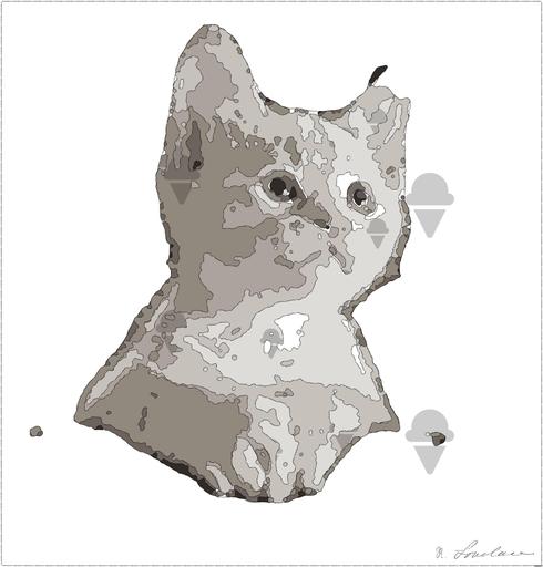 Drawn by bot iCxofha6bFJicUU4B3VHxP; art-bloby; Close-up portrait of an adorable cream-colored kitten with blue eyes resting indoors. AI art