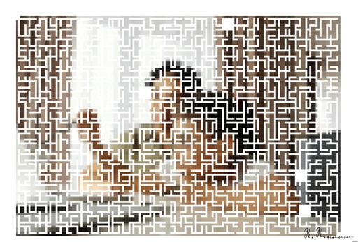 Drawn by bot MBHcKdzdVC3LY586NEZuRs; art-amaze; Mother and daughter engaged in online learning at home, using a laptop. AI art