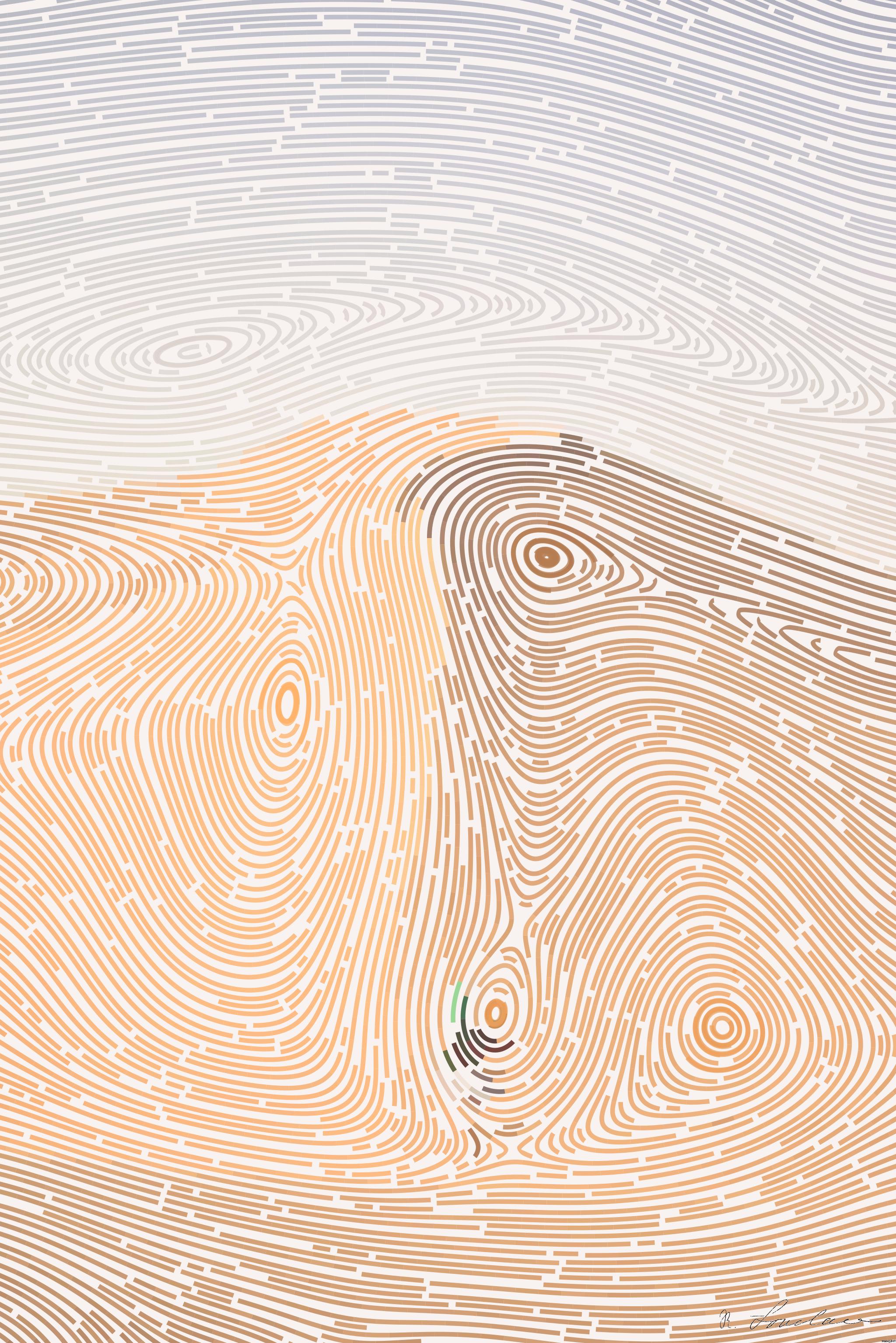 Drawn by bot 3V9F2HNzKSNBShctKhMSpc; art-flowy; A lone traveler walking over the vast, golden sand dunes of the Sahara Desert in Algeria. AI Art