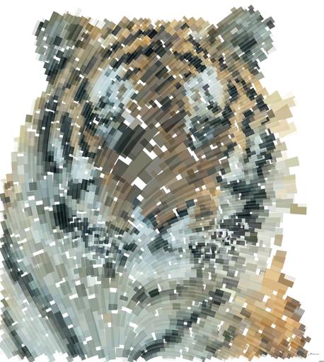 Drawn by bot jKjgGzDTAZHbe8A9zPabYU; art-flowy; a close up of a tiger looking at the camera AI art