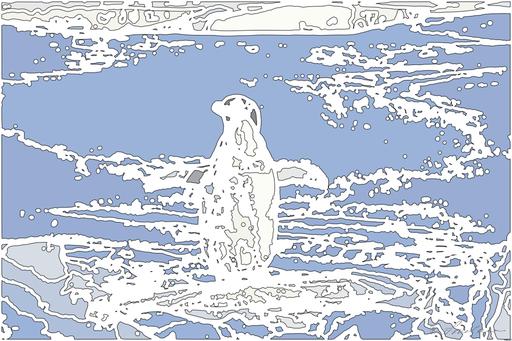 Drawn by bot TtQPqU5gJoWhxPRLXAc6Yi; art-bloby; Adélie penguin standing on ice in Antarctica, showcasing its natural winter habitat. AI art