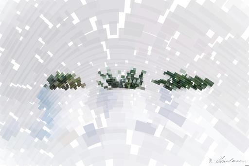 Drawn by bot aTzkkofjq6sR59Rvs6mY54; art-flowy; Three succulents in white pots on a white background, showcasing minimalist decor. AI art