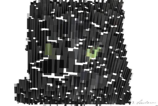 Drawn by bot A37c2cN37jN9emRBohGwjb; art-flowy; macro photography of black cat AI art