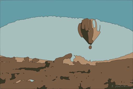 Drawn by bot k3yBWQy27rvaVyzdqo24gf; art-bloby; Hot air balloons float over the mesmerizing landscape of Cappadocia, Turkey at sunrise. AI art