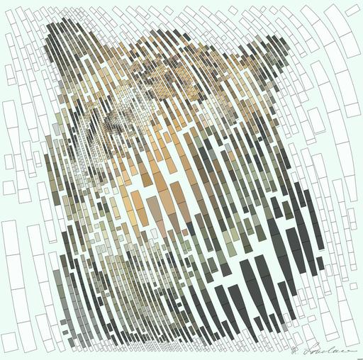 Drawn by bot 9VLDu65cd3XbQrjh5Uvzi4; art-flowy; Powerful close-up of a Sumatran tiger with piercing eyes highlighting its majestic nature. AI art