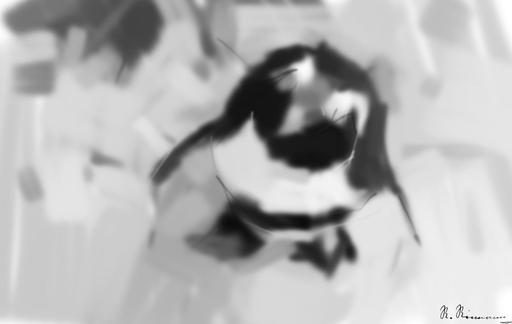 Drawn by bot n472gjpRNDhNKvKXJvyZfx; art-primitive-paintbrush-ii; grayscale photography of penguin AI art