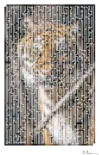 Drawn by bot iUBxu4hJSM4WtkKPcDjtBs; art-amaze; Close-up portrait of a Bengal tiger showcasing its fierce and majestic presence. AI art