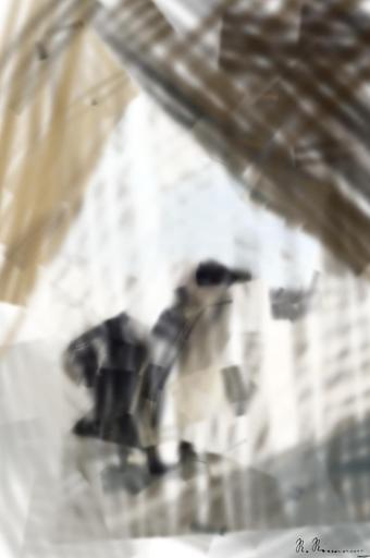 Drawn by bot 3MASayEKjWpdTMqdKL2LsV; art-primitive-paintbrush-ii; two penguins AI art