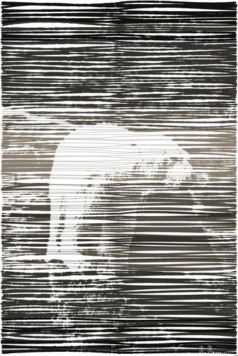 Drawn from photo on Unsplash: a polar bear is standing on a rock AI art