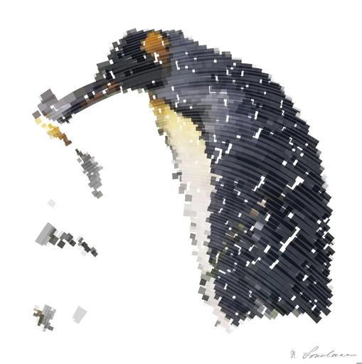 Drawn by bot BzV9d27QSLGFcFKugc6ANJ; art-flowy; a couple of penguins standing next to each other AI art